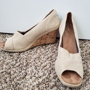Tom's Beige Wedge Shoes 8.5